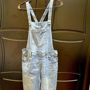 Cat & Jack Girls Super Stretch Blue Denim Bib Overalls (XL 14-16 Plus)
